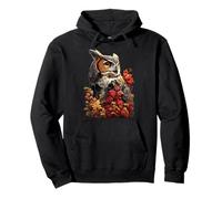 Colorful Owl with Autumn Leaves Fall Flowers Forest Animal Pullover Hoodie