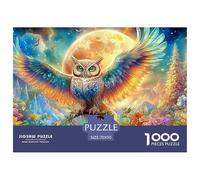 Colorful Owl with Wings Spread Under Full Moon 1000-Piece Jigsaw Puzzle Owl Family Puzzle Game for All Ages 70x50cm/1000pcs