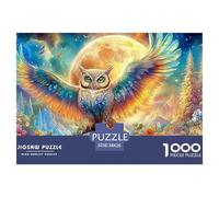 Colorful Owl with Wings Spread Under Full Moon 1000 Piece Jigsaw Puzzle Owl Great Gift for Elders, Seniors, Adults & Kids 38x26cm/1000pcs