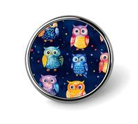 Colorful Owls and Dots Metal Round Badge Pattern Printed Button Badge Personalized Circle Badges 1"