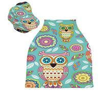 Colorful Owls Bird Flower Stretchy Baby Car Seat Cover,Canopy Nursing Covers,Soft Breathable Windproof Scarf Changepad for Winter Infant Breastfeeding Boys
