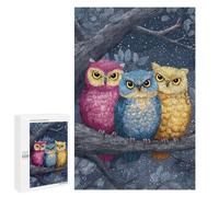 Colorful Owls Night Tree Branch Puzzle 1000 Teile Schwer Puzzle Spielzeug Lernspiel Impossible Herausforderungsspielzeug Für Erwachsene Kinder 1000 PCS
