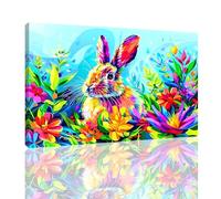 Colorful Paint by Numbers for Adults with Frame, Rabbit Paint by Number Canvas with Acrylic Paints Brushes, Hobbies for Adults Women DIY Oil Painting Kits for Home Wall Decor Gifts 36x48 inch,kk-717