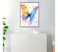 Colorful Paint by Numbers Kits for Adults, Craft Art Painting by Numbers Kid Butterfly, DIY Color Oil Painting Acrylic Pigment Drawing Paintwork, Apply to Home Wall Decor, with Frame, 40x50cm A-45