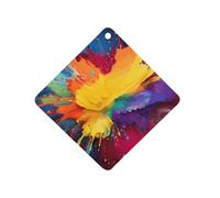 Colorful Paint Splatter Art Car Air Freshener Hanging, Long Lasting Scented Car Aromatherapy Tablets, Rhombus Fragrance Scented Cards for Vehicles, Bedroom, Wardrobe White-style