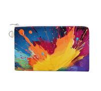 Colorful Paint Splatter Art in Many Colors Coin Purses with Zipper, Personalized Zero Wallet for Shopping, Small Makeup Pouches Bag for Travel, Card Organizer Case, Portable Canvas Change Purses