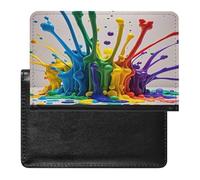 Colorful Paint Splatter Art Passport Holder Passport Cover Protector Essentials with Credit Card Slots for Women Men