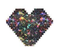 Colorful Paint-Standard Print Art Brick Puzzle Heart Shaped DIY Building Blocks Set 3D Jigsaw Home Decor 82 Pieces