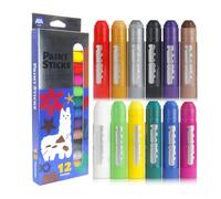 Colorful Paint Sticks Crayon Set, 12 Colors Drawing Sticks with Capped Direct Draw Format for Sketch Art, Projects and Window Art Use Colorful Paint Crayon Drawing Sketch Window Colors Capped