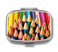 Colorful Paintbrush Pill Box 2 Compartments Portable Travel Pill Case Mini Medicine Organizer for Pocket Purse Metal Waterproof Medicine Container Holder Vitamin Fish Oil