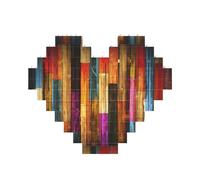 Colorful Painted Wood Print 3D Jigsaw Art Brick Puzzle Heart-Shaped Desk Decor Building Blocks 30 pieces DIY Gift