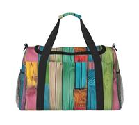 Colorful Painted Wood Print Ample Space Travel Duffle Bag Carry On Tote 19.7x13x10.2 in Stylish Tote for Gym