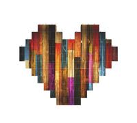 Colorful Painted Wood Print Building Brick Block Puzzle Heart Shaped,Christmas Valentines Birthday Anniversary Presents