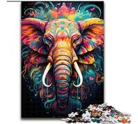 Colorful Painting Elephant JigsawPuzzle 1000 Pieces for Teenagers, for Age 14+ Fun Games Fun Activities at Home, Birthday Gifts, Travel Gifts (26x38cm)