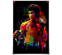 Colorful painting Legendary Bruce Lee art Chinese Kung Fu poster Wall Art Bedroom Home Decor Canvas Art HD Print Poster (12x18inch-Unframed)