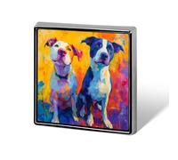 Colorful Painting of Two Dogs Custom Lapel Pins Square Brooch Tie Suit Dress Accessories for Men Women Wedding Birthday
