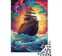 Colorful Painting Sailboat 500 Piece Puzzles for Adults 500 Piece Wooden Puzzles-Puzzle Hands-on Game-Family Decoration 500pcs (52x38cm)