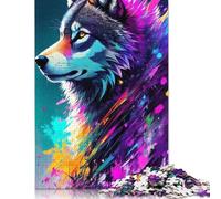 Colorful-painting-wolf Puzzle Jigsaws 1000 Pieces for Adults & Teenager Age 12 Years Up Christmas Eve Gifts 1000pcs (38x26cm)