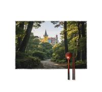 Colorful Palaces And Forests Placemats Set of 4 Heat Insulated Non-slip Washable Table Mats for Weddings Holiday Parties And Kitchen Decorations 30x45 Centimeter