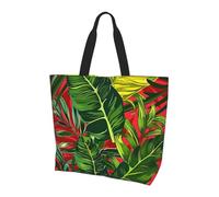 Colorful Palm Leaves Tote Bag Women's Shoulder Handbags Tropical Shopping Bags Water-Resistant Large Handbag with Inner Pocket for Work Travel School
