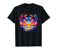 Colorful Palm Tree Beach Sunset Tropical Summer Vacation T-Shirt