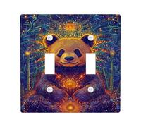 Colorful Panda Light Switch Cover Plates/Outlet Covers, Vibrant Wall Art for Home Decor, Thermoplastic Wall Plates, Standard Size Double Toggle