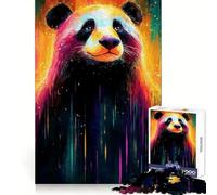 Colorful Panda Portrait Adults 1000 Piece Jigsaw Puzzle Decompress Game, Bright Hue, Playful Challenge, Night Fun (50x75cm)