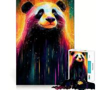 Colorful Panda Portrait Adults 1000 Piece Jigsaw Puzzle Decompress Game, Bright Hue, Playful Challenge, Night Fun (50x75cm)