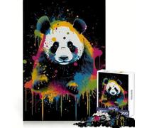 Colorful Panda With Drips Adults 1000 Piece Jigsaw Puzzle Decompress Game, Bright Hue, Playful Challenge, Night Fun (38x26cm)