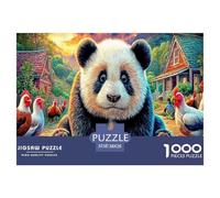 Colorful Pandas 1000 Piece Puzzle for Adults - Challenging Jigsaw for Mindfulness & Wall Art, Premium Quality with Detailed Art Print 38x26cm/1000pcs