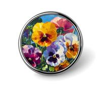 Colorful Pansies Butterflies Enamel Brooch Lapel Pin Badge Button Pins for Backpacks Hats Cute Funny 1"