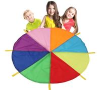 Colorful Parachute for Kids Handles Rainbow Color 6.56/9.84 Ft Diameter | Outdoor Rainbow Parachute Gym Class Cloth Gymnastics Equipment for Children Outdoor Game Backyard Team Active Group