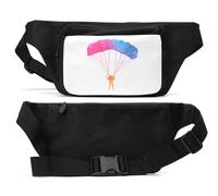 Colorful Parachute Skydiving Graphic Unisex Waist Bag Black