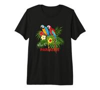Colorful Paradise Macaws Parrots Tropical Flower Premium T-Shirt
