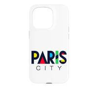Colorful Paris City Modern Geometric Typography Case for iPhone 15 Pro