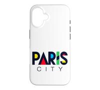 Colorful Paris City Modern Geometric Typography Case for iPhone 16