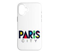 Colorful Paris City Modern Geometric Typography Case for iPhone 16 Plus