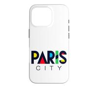 Colorful Paris City Modern Geometric Typography Case for iPhone 16 Pro