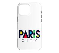 Colorful Paris City Modern Geometric Typography Case for iPhone 16 Pro Max
