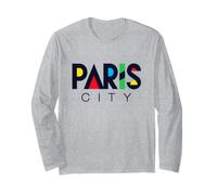 Colorful Paris City Modern Geometric Typography Long Sleeve T-Shirt