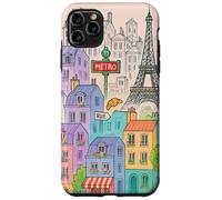 Colorful Paris Cityscape Drawing with Tower Illustration Case for iPhone 11 Pro Max