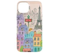 Colorful Paris Cityscape Drawing with Tower Illustration Case for iPhone 15 Plus