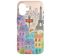 Colorful Paris Cityscape Drawing with Tower Illustration Case for iPhone 16