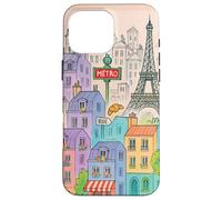 Colorful Paris Cityscape Drawing with Tower Illustration Case for iPhone 16 Pro Max