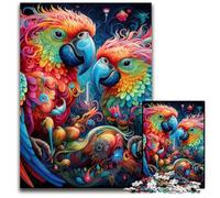 Colorful Parrot 1000Pc Adults Jigsaw Puzzle Wooden Puzzles Challenging Brain Teaser for Teenagers, Family Game Night Fun 50x75CM/19.68x29.52inch