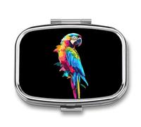 Colorful Parrot Bird Travel Pill Box Portable Pill Organizer Medical Box Pill Case Pill Container for Men Women