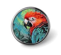 Colorful Parrot Button Pin, Round Badge Brooch Pin