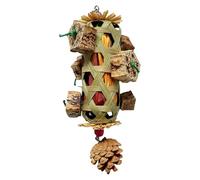Colorful Parrot Chewing Toy - bambooWoven Basket, Natural Corn Husk Foraging Feed Holder, 25cm Fruit Nut Design Bird Cage Enrichment | Handmade Hanging Pet Activity Accessory for Training Mental