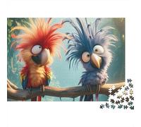 Colorful Parrot Duo 1000 Piece Funny Fluffy Bird Art Jigsaw Puzzle For Adults Thick Card Board Decompression Difficult Game Puzzle 52x38cm/1000pcs