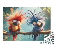 Colorful Parrot Duo Colourful Crazy Cartoon Birds 1000 Pcs Jigsaws for Adults The Impossible Challenge Brain Development 52x38cm/1000pcs